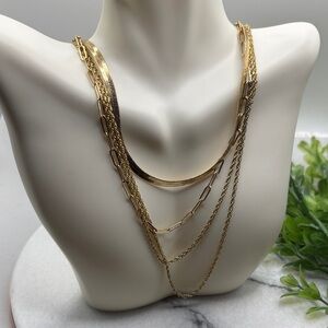 J. Crew Gold Layered Multi-Chain Necklace for Women
